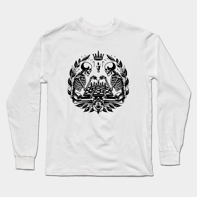 skeletons play chess Long Sleeve T-Shirt by lkn